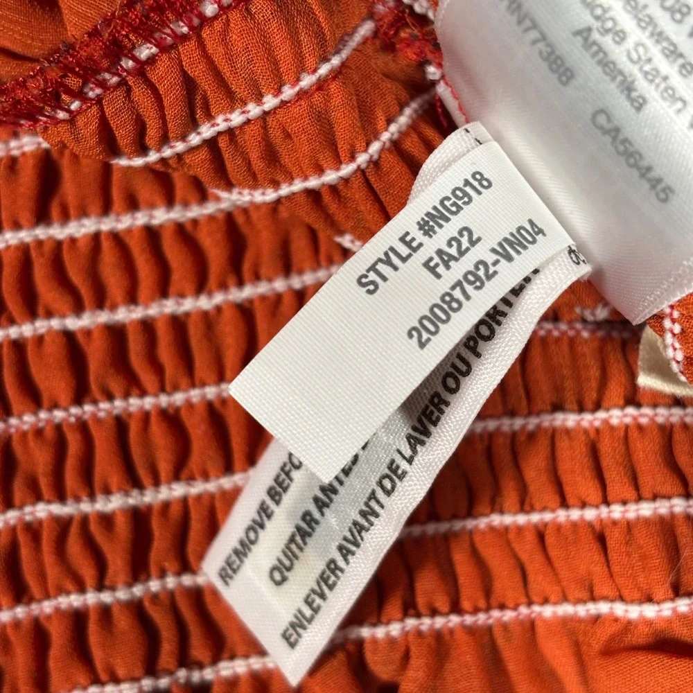 Madewell Floral Smocked Wrap Top Womens XL Orange Long Sleeve Peplum NG918